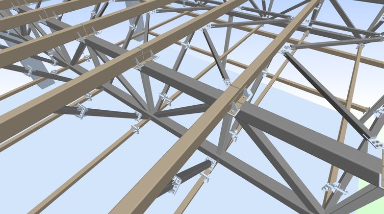 Steel truss connection detail, fabrication-ready output