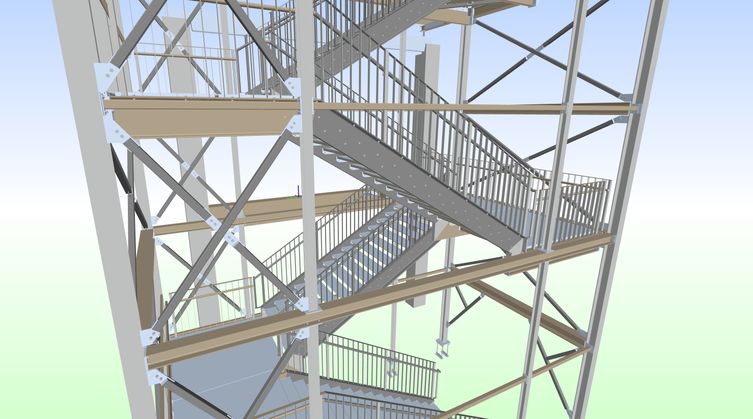 Steel structure model, steel detailing shop drawings