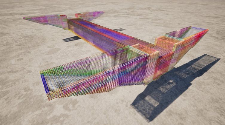Reinforced concrete tunnel structure, rebar detailing model