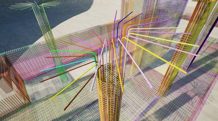 Column rebar cage detail, reinforcement placement model