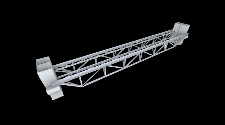Industrial facility BIM model with structural columns and piping