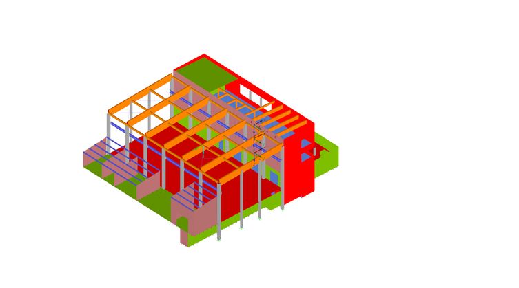 Colour-coded structural analysis model, load verification