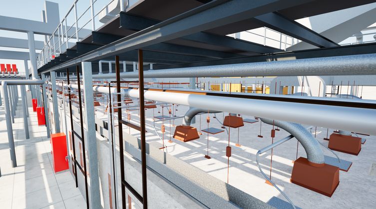 Integrated MEP ductwork and piping, coordinated BIM model