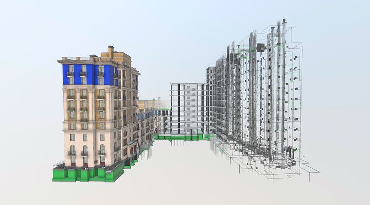 Coordinated BIM model, multi-storey residential building