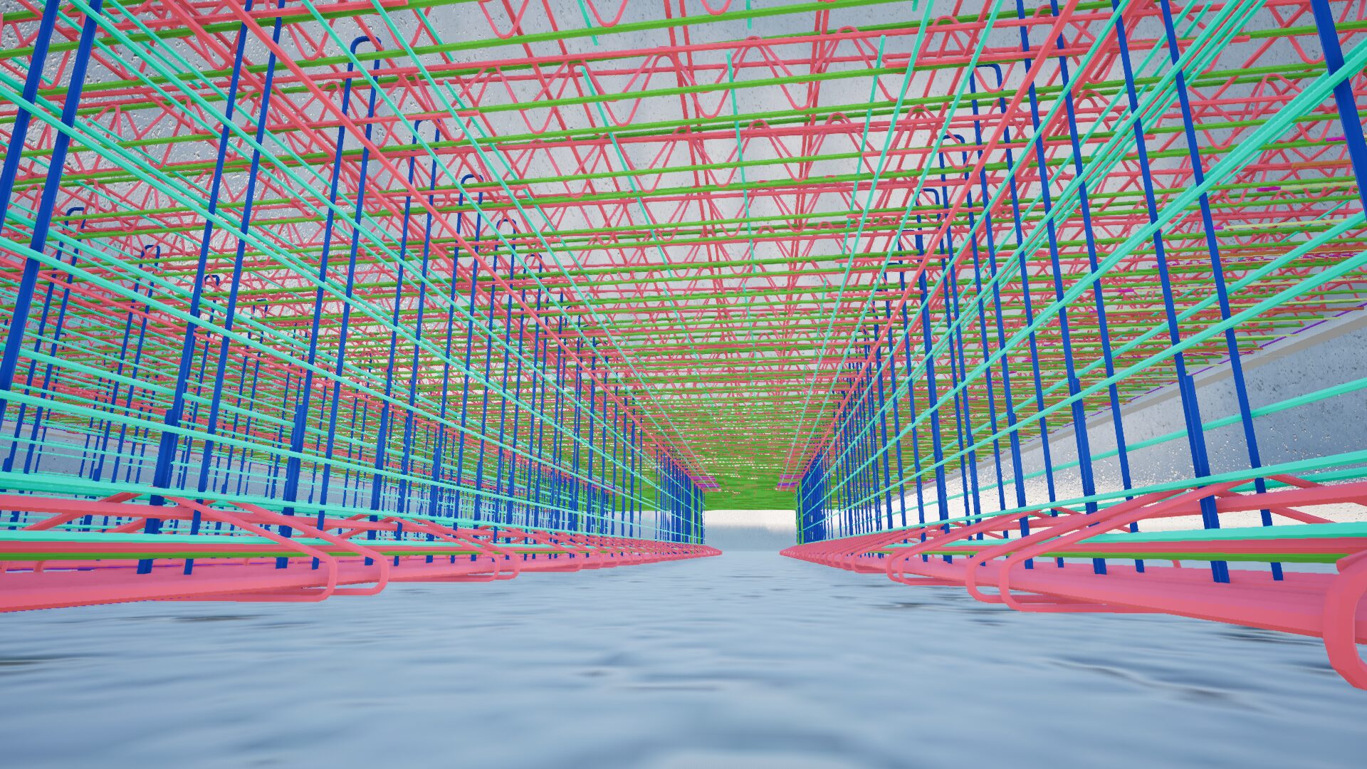 3D rebar detailing model of a precast bridge infrastructure project showing reinforcement layout