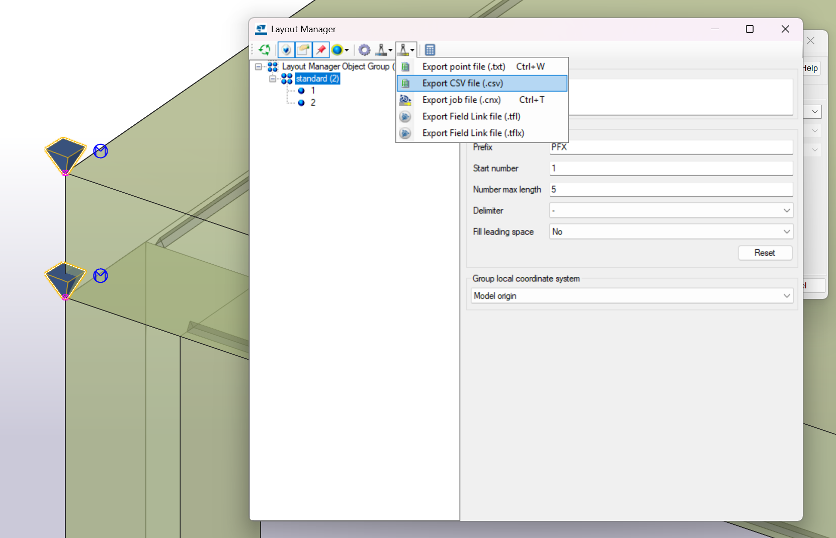 Layout manager- export in Tekla structures