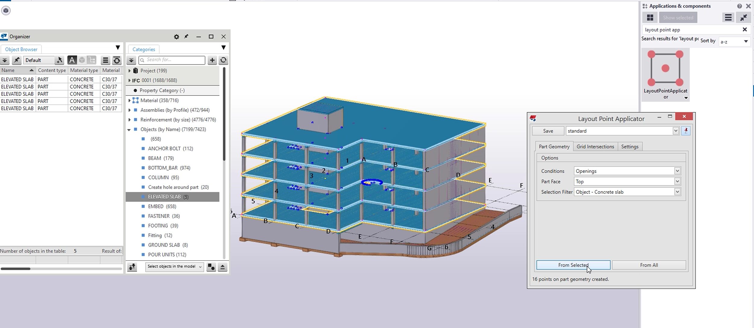Layout point applicator in Tekla strucures
