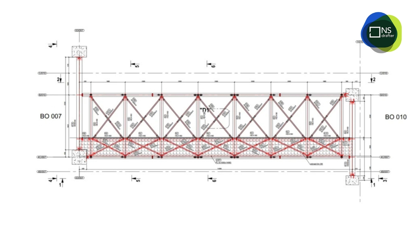 Steel stair detailing drawing – 10-story industrial stairway