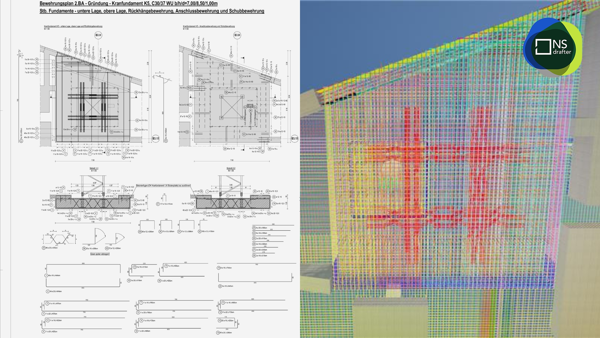 Reinforcement and formwork plan