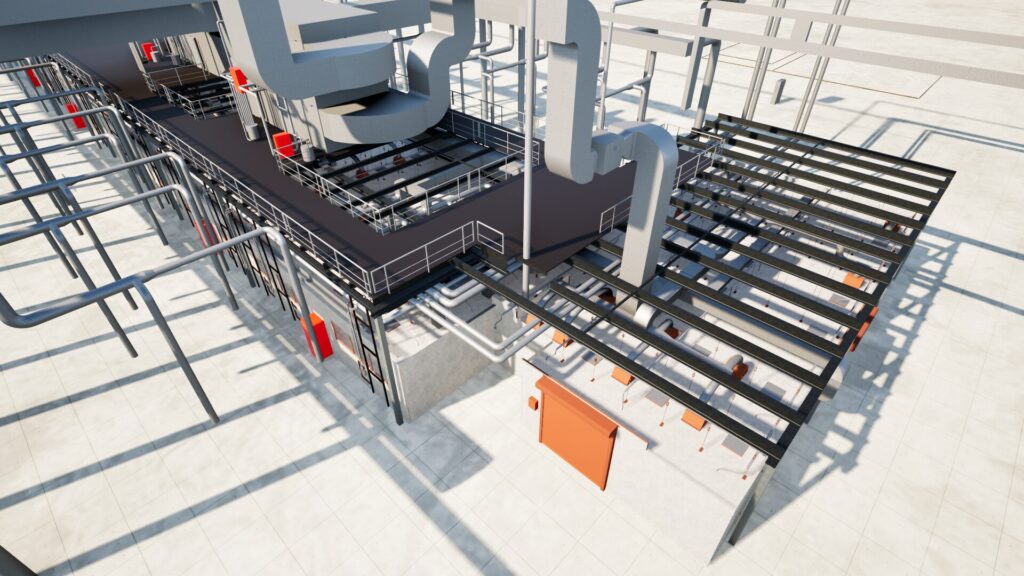 Image10 MEP installations in a production hall, part of a BIM modeling project